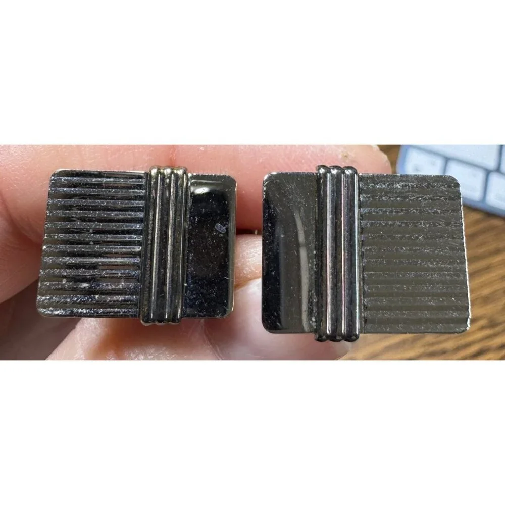 Colibri Vintage Sterling Silver 14K Gold Rectangle Cuff Links